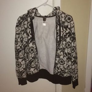 North face patterned zip-up hoodie